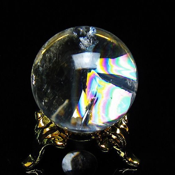 虹入り ヒマラヤ水晶 丸玉 25mm [T317-4725]