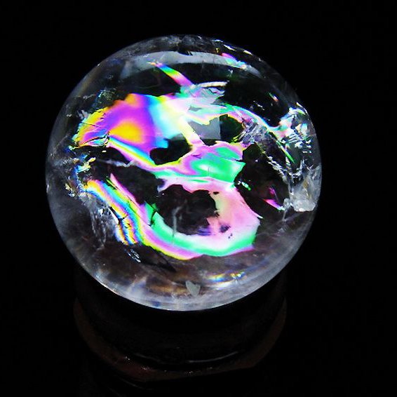 虹入り ヒマラヤ水晶 丸玉 28mm [t317-5100]