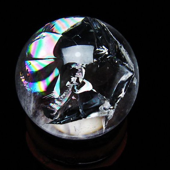 虹入り ヒマラヤ水晶 丸玉 26mm [T317-5128]