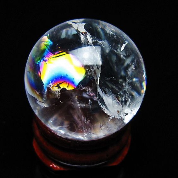 虹入り ヒマラヤ水晶 丸玉 27mm [t317-5371]