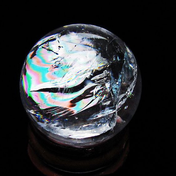 虹入り ヒマラヤ水晶 丸玉 26mm [t317-5402]