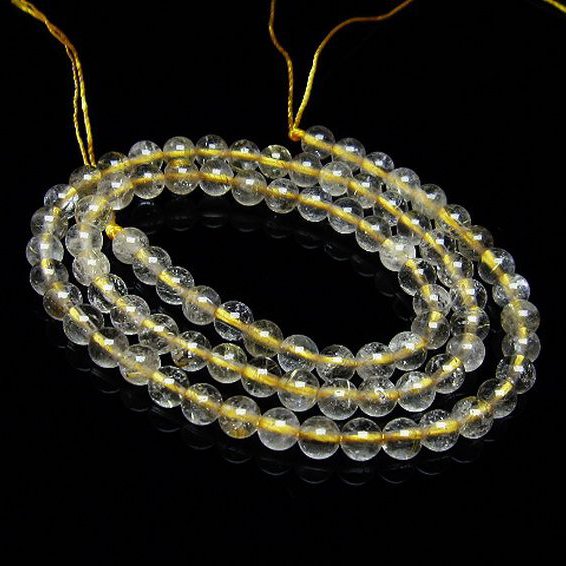 ゴールドタイチンルチル 一連 5mm ビーズ [t320-3394]