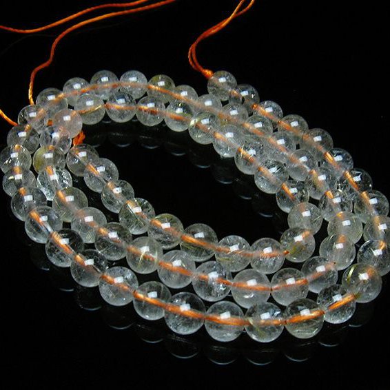 ゴールドタイチンルチル 一連 6mm ビーズ [t320-3426]