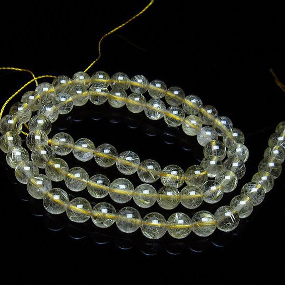ゴールドタイチンルチル 一連 6mm ビーズ [t320-3612]