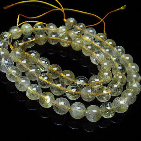 ゴールドタイチンルチル 一連 7mm ビーズ [t320-3644]