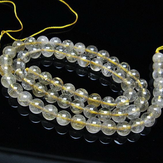 ゴールドタイチンルチル 一連 6mm ビーズ [t320-3686]