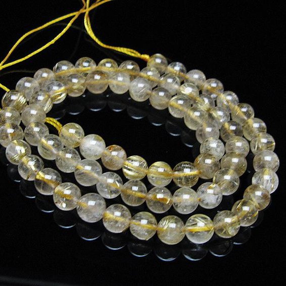 ゴールドタイチンルチル 一連 6mm ビーズ [t320-3719]