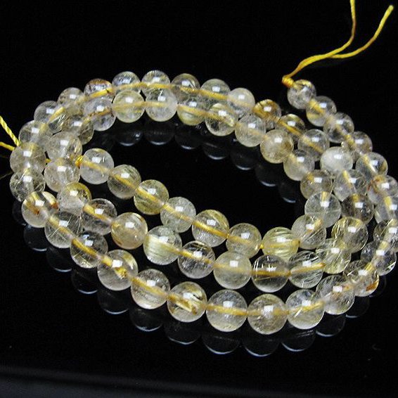 ゴールドタイチンルチル 一連 6mm ビーズ [t320-3720]