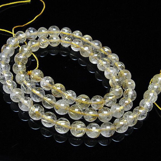 ゴールドタイチンルチル 一連 6mm ビーズ [t320-3721]