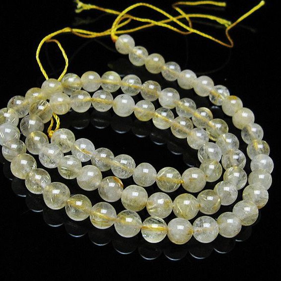 ゴールドタイチンルチル 一連 6mm ビーズ [t320-3731]