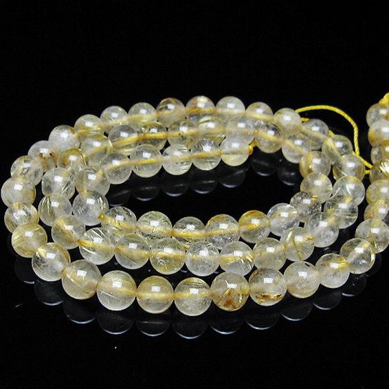 ゴールドタイチンルチル 一連 6mm ビーズ [t320-3732]