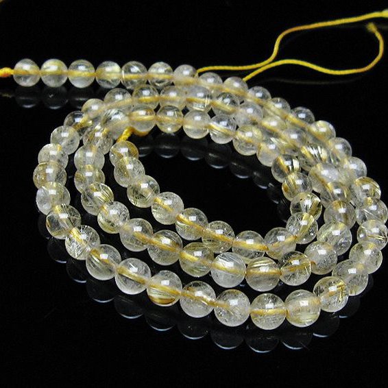 ゴールドタイチンルチル 一連 5mm ビーズ [t320-3746]