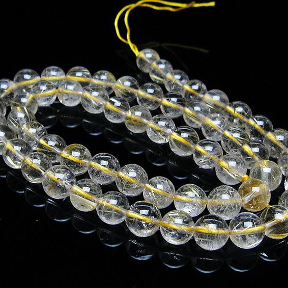 ゴールドタイチンルチル 一連 7mm ビーズ [t320-3765]