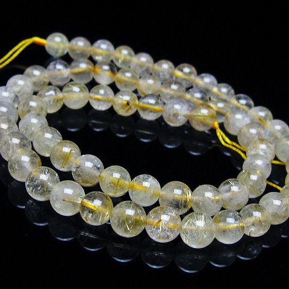 ゴールドタイチンルチル 一連 7mm ビーズ [t320-3773]