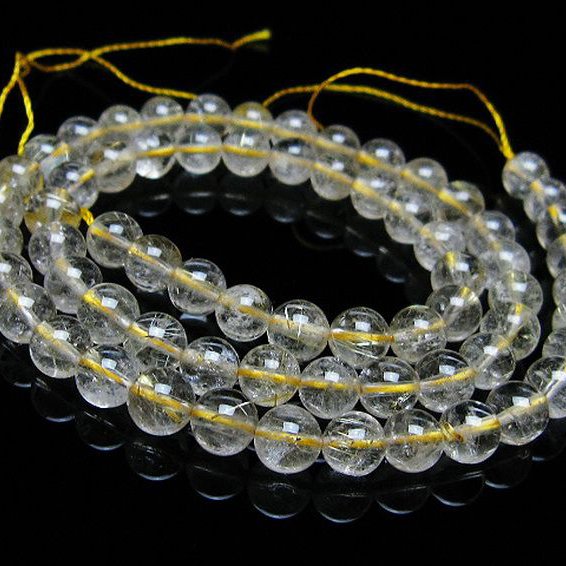 ゴールドタイチンルチル 一連 6mm ビーズ [t320-3784]