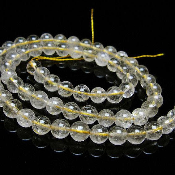 ゴールドタイチンルチル 一連 6mm ビーズ [t320-3785]