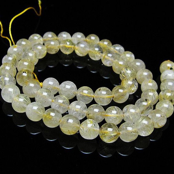 ゴールドタイチンルチル 一連 7mm ビーズ [t320-3834]