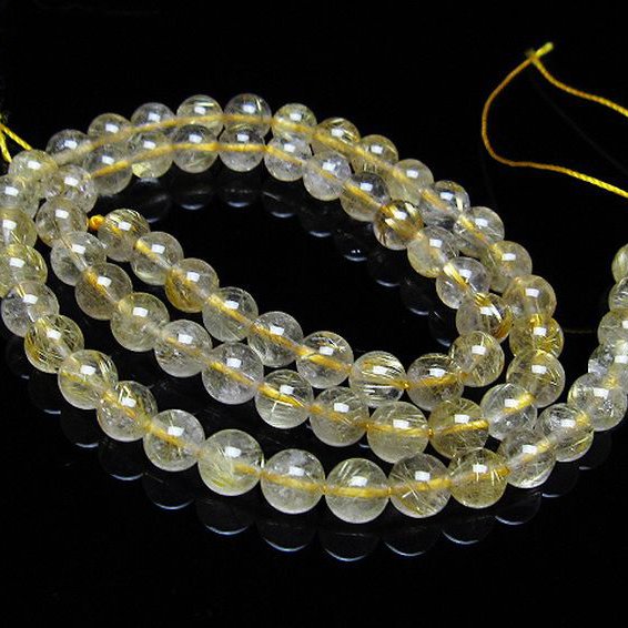 ゴールドタイチンルチル 一連 6mm ビーズ [t320-3868]