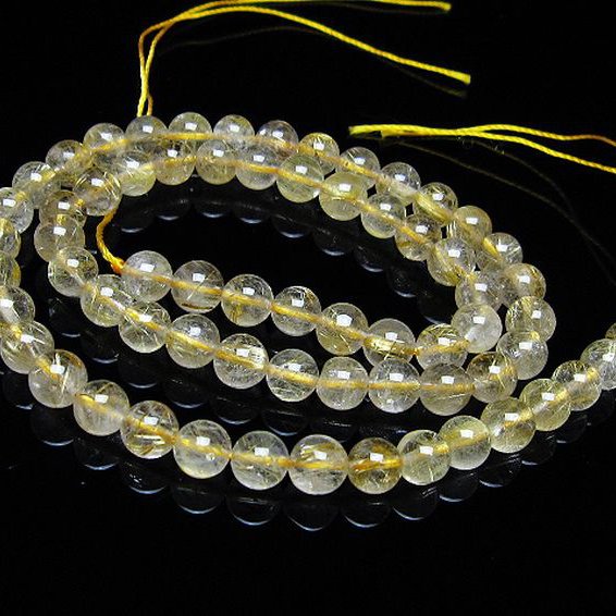 ゴールドタイチンルチル 一連 6mm ビーズ [t320-3871]