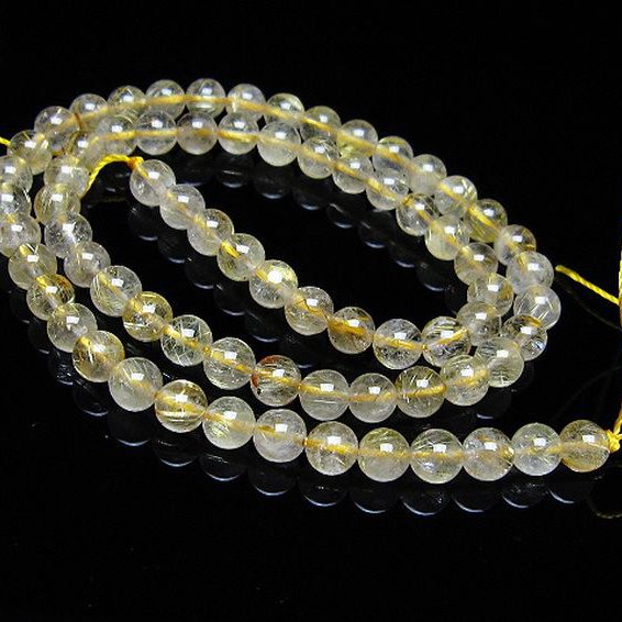 ゴールドタイチンルチル 一連 6mm ビーズ [t320-3872]