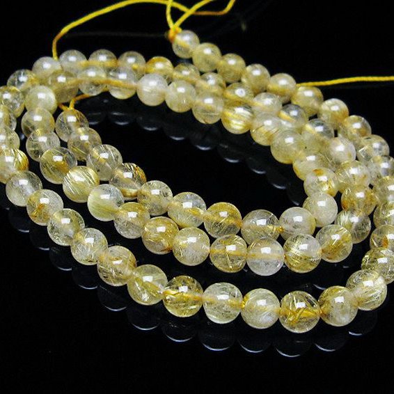 ゴールドタイチンルチル 一連 5mm ビーズ [t320-3884]