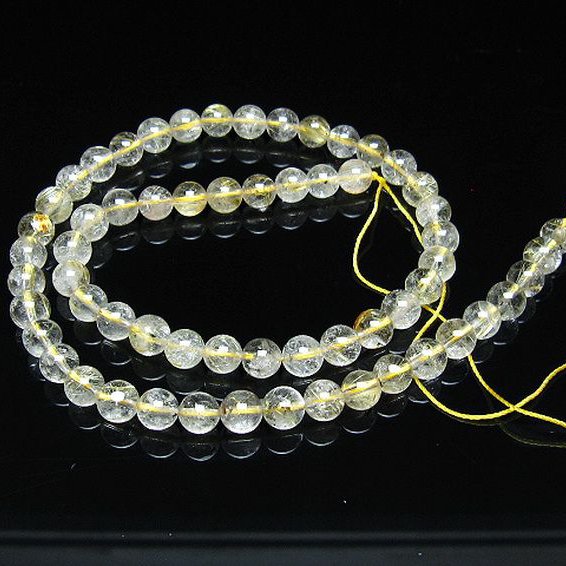 ゴールドタイチンルチル 一連 7mm ビーズ [t320-4113]