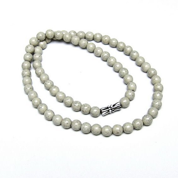 台湾産 北投石 天然ラジウム効果 ネックレス 6mm [t323-3144]