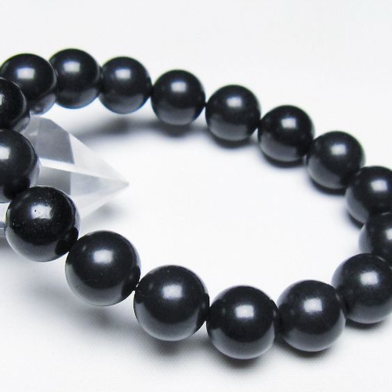 北海道上ノ国町産 ブラックシリカ ブレスレット 12mm [T325-5084]
