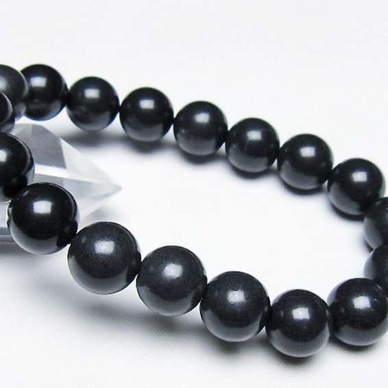 北海道上ノ国町産 ブラックシリカ ブレスレット 12mm [T325-5119]