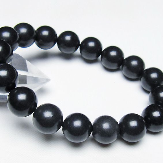 北海道上ノ国町産 ブラックシリカ ブレスレット 12mm [T325-5129]