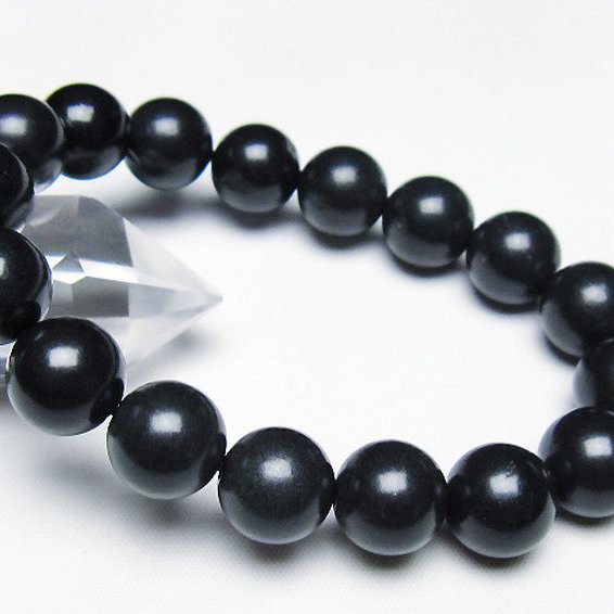 北海道上ノ国町産 ブラックシリカ ブレスレット 12mm [T325-5134]