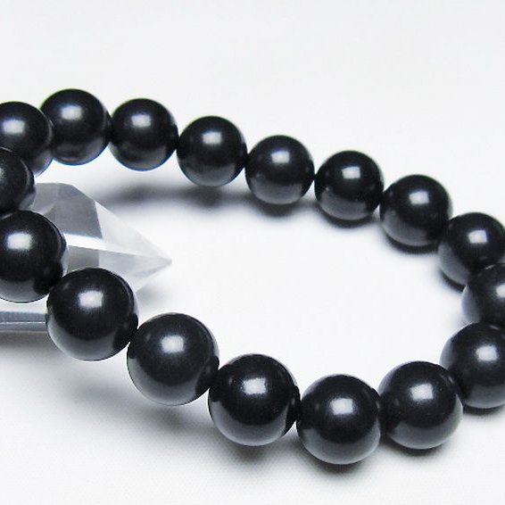 北海道上ノ国町産 ブラックシリカ ブレスレット 12mm [T325-5139]