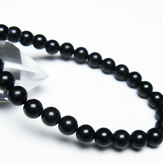 北海道上ノ国町産 ブラックシリカ ブレスレット 7mm [T325-5175]