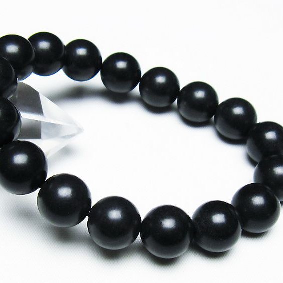 北海道上ノ国町産 ブラックシリカ ブレスレット 12mm [T325-5257]