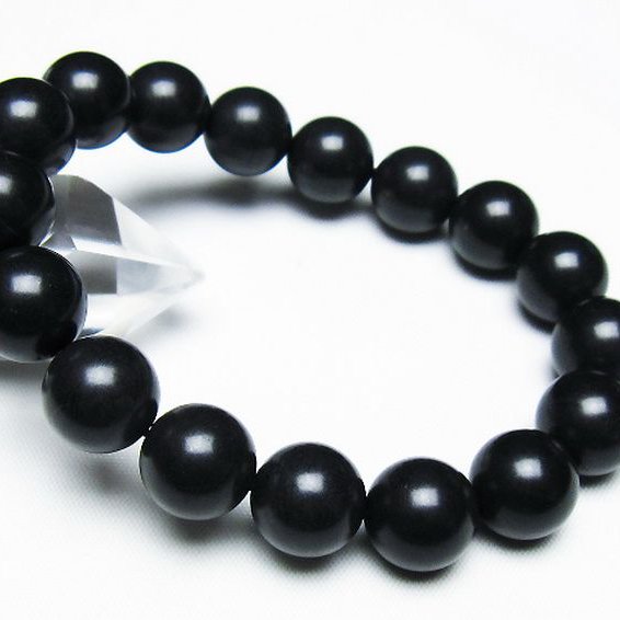 北海道上ノ国町産 ブラックシリカ ブレスレット 12mm [T325-5293]
