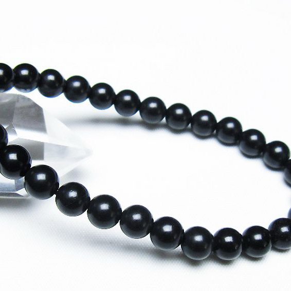 北海道上ノ国町産 ブラックシリカ ブレスレット 7mm [t325-5318]