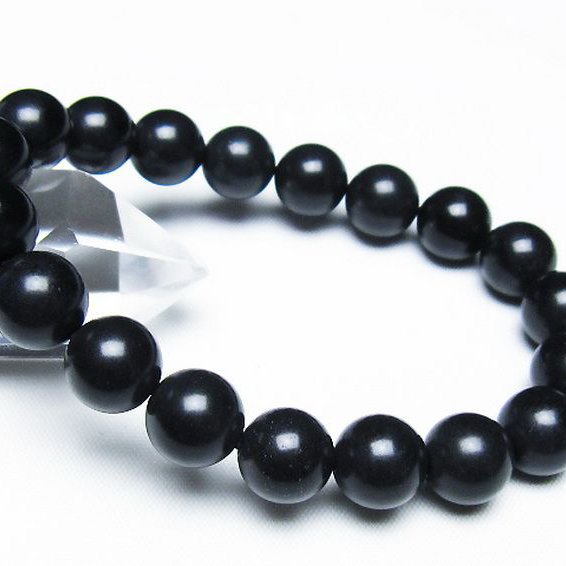 北海道上ノ国町産 ブラックシリカ ブレスレット 10mm [t325-5367]