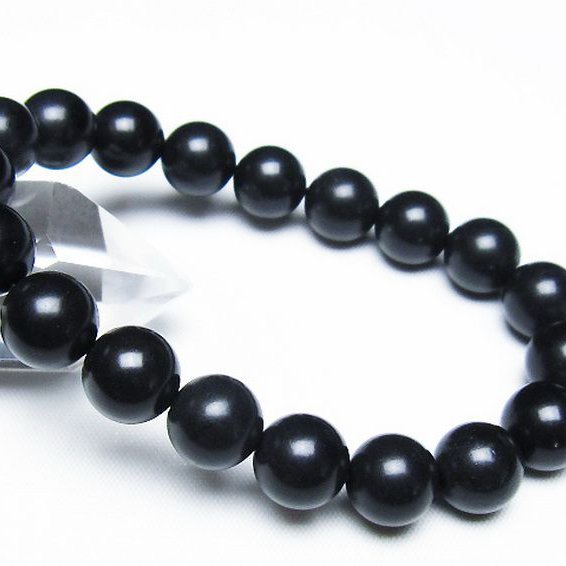 北海道上ノ国町産 ブラックシリカ ブレスレット 10mm [t325-5381]