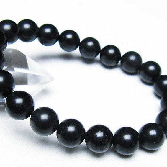 北海道上ノ国町産 ブラックシリカ ブレスレット 10mm [t325-5386]