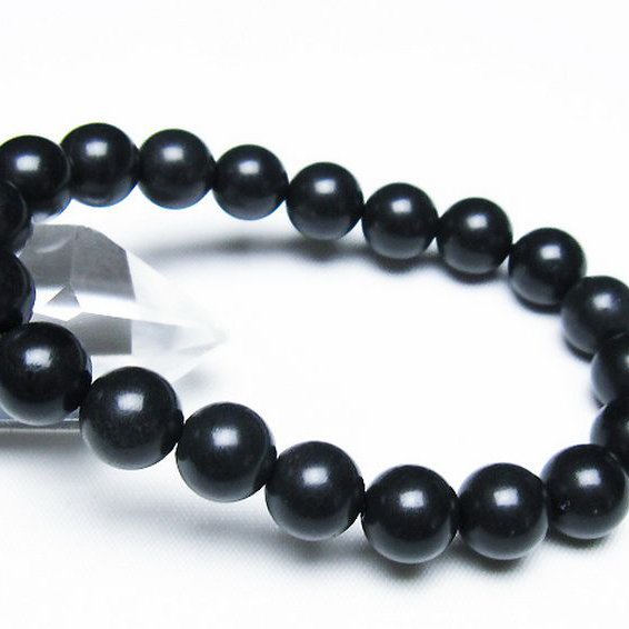 北海道上ノ国町産 ブラックシリカ ブレスレット 10mm [t325-5387]