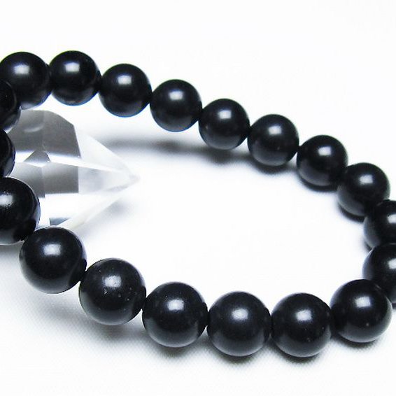 北海道上ノ国町産 ブラックシリカ ブレスレット 10mm [t325-5388]