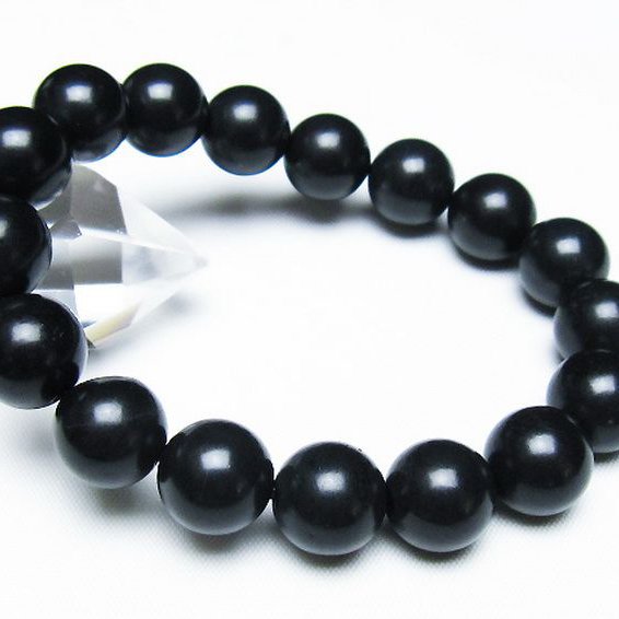 北海道上ノ国町産 ブラックシリカ ブレスレット 12mm [t325-5431]
