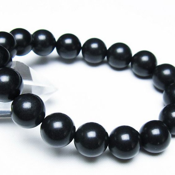 北海道上ノ国町産 ブラックシリカ ブレスレット 12mm [t325-5438]