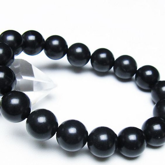 北海道上ノ国町産 ブラックシリカ ブレスレット 12mm [t325-5442]