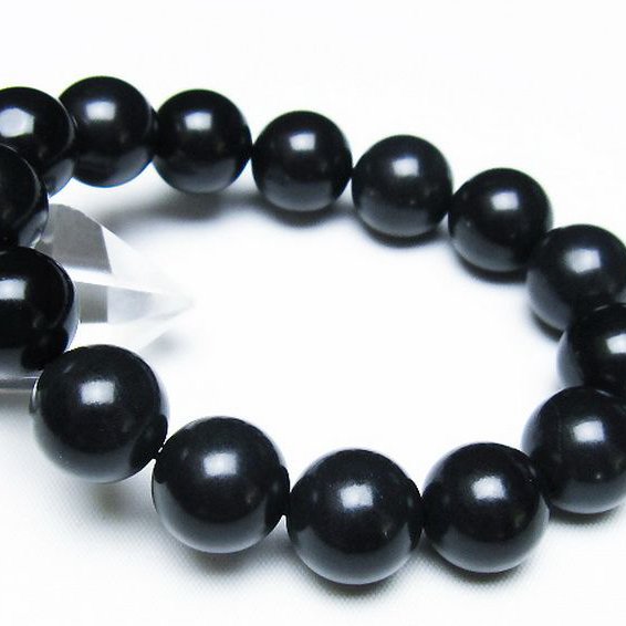 北海道上ノ国町産 ブラックシリカ ブレスレット 14mm [t325-5454]
