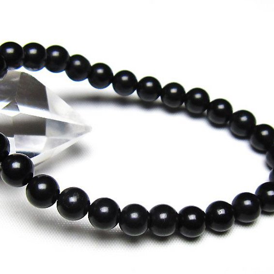 北海道上ノ国町産 ブラックシリカ ブレスレット 7mm [t325-5469]