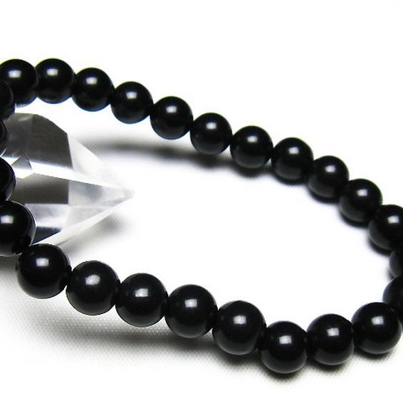 北海道上ノ国町産 ブラックシリカ ブレスレット 8mm [t325-5528]