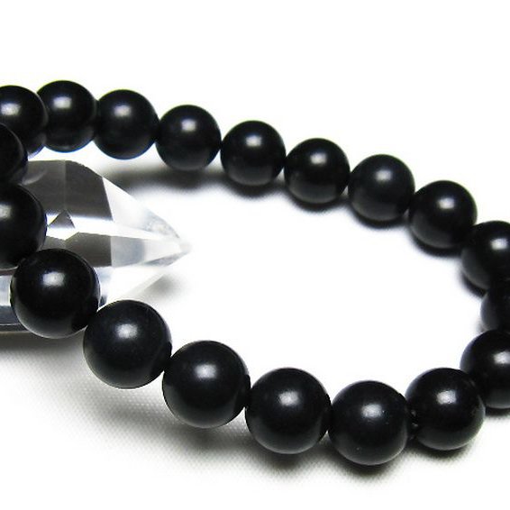北海道上ノ国町産 ブラックシリカ ブレスレット 10mm [t325-5543]