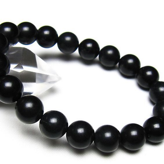 北海道上ノ国町産 ブラックシリカ ブレスレット 10mm [t325-5549]
