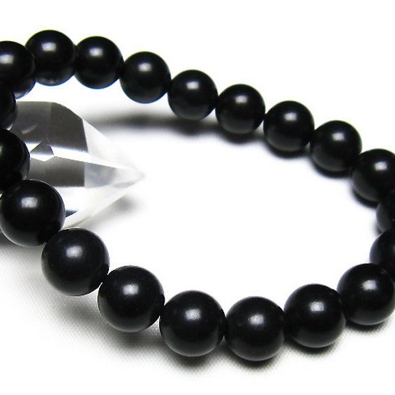 北海道上ノ国町産 ブラックシリカ ブレスレット 10mm [t325-5550]